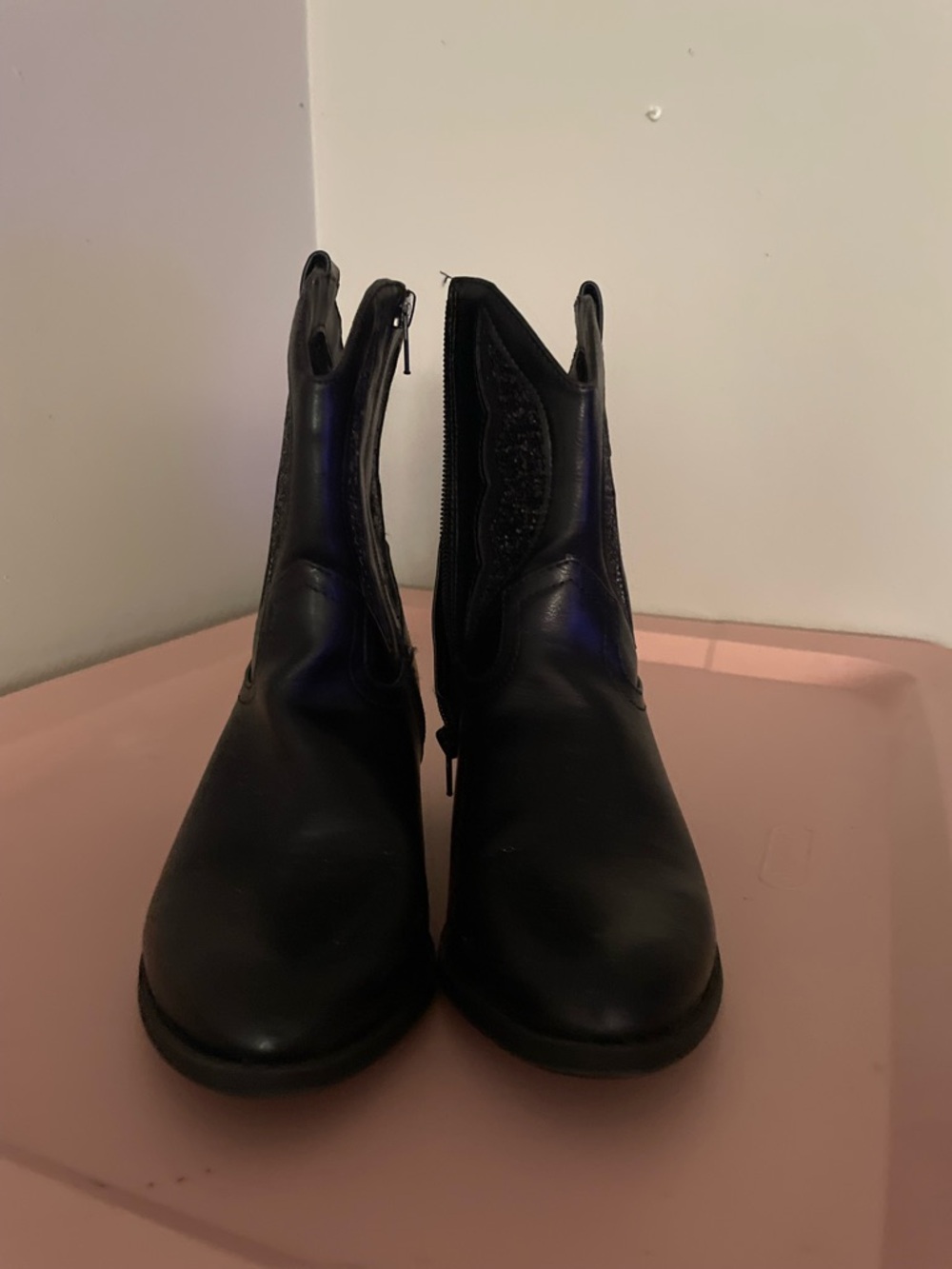 Kids Black Zip-Back Ankle Boots